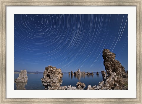 Framed Moonlight illuminates the tufa formations at Mono Lake, California Print