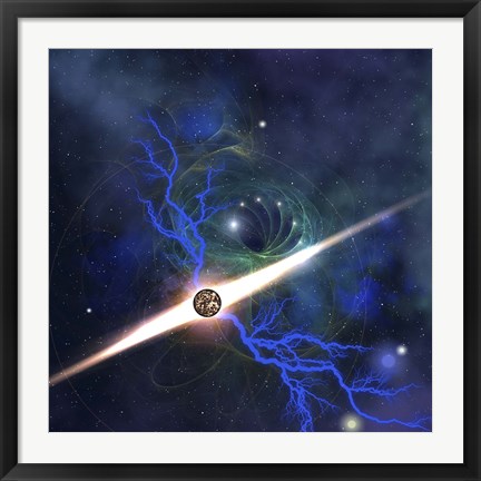 Framed brilliant star in the universe Print