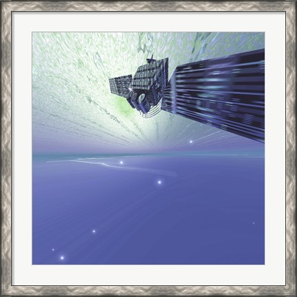 Framed satellite out in the vast beautiful universe Print