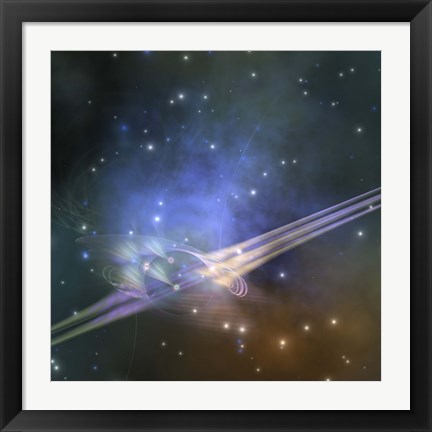 Framed space phenomenon sends out rays through the cosmos Print
