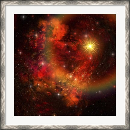 Framed star explodes sending out shock waves throughout the universe Print