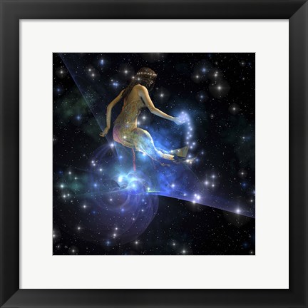 Framed Celesta, spirit creature of the universe, spreads stars throughout the cosmos Print