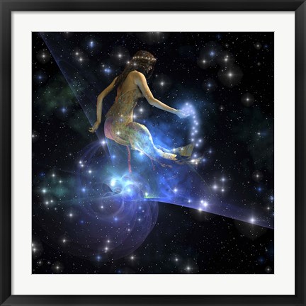 Framed Celesta, spirit creature of the universe, spreads stars throughout the cosmos Print