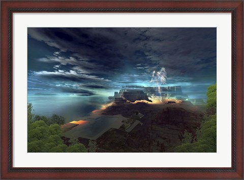 Framed ghostly presence of an Indian chief guards his ancient culture Print