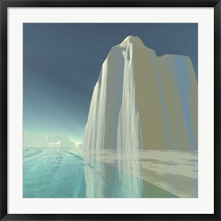 Framed iceberg is frozen in the clear ice of the ocean Print