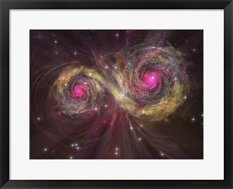 Framed Two large stars dance around each other as one engulfs the other Print