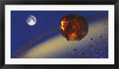 Framed Earth lays in ruins after an asteriod hits the planet Print