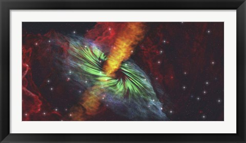 Framed Rays of hot plasma radiate out from this black hole Print