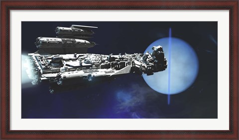 Framed exploratory spaceship from Earth comes to investigate the planet of Neptune Print