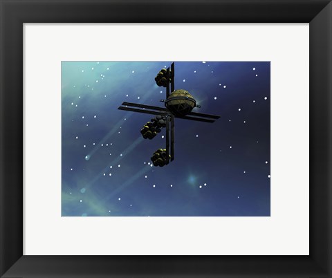 Framed starship from Earth with ion drive propulsion explores the cosmos Print
