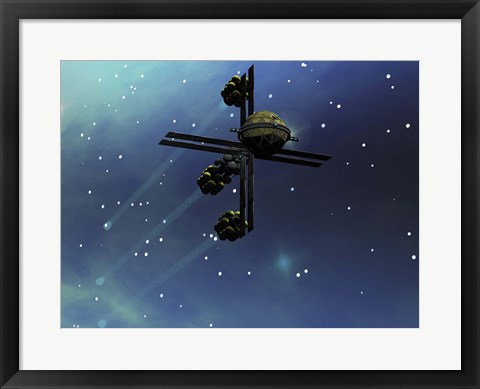 Framed starship from Earth with ion drive propulsion explores the cosmos Print