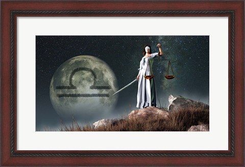 Framed Libra is the seventh astrological sign of the Zodiac Print