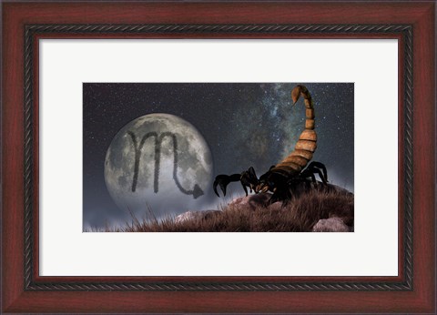 Framed Scorpio is the eighth astrological sign of the Zodiac Print