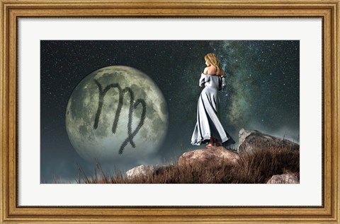 Framed Virgo is the sixth astrological sign of the Zodiac Print