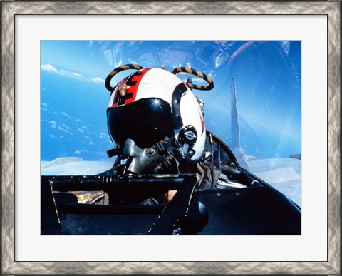 Framed pilot sitting in the back of a two-seater F-14 Tomcat Print