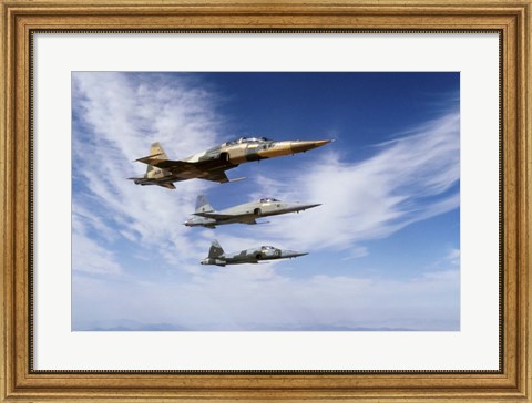 Framed F-5F Tiger II leads two F-5E&#39;s during a training flight Print