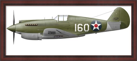 Framed Illustration of a Curtis P-40 Warhawk Print