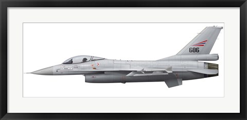 Framed General Dynamics F-16A Fighting Falcon of the Royal Norwegian Air Force Print