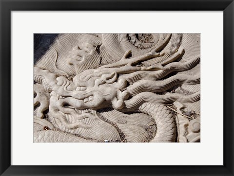 Framed Marble dragon statue, Forbidden City, Beijing, China Print
