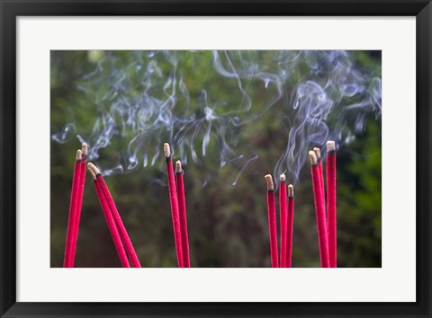 Framed Incense Burning in the Temple, Luding, Sichuan, China Print