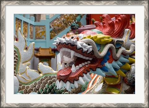 Framed Hong Kong, Goddess of Mercy, Dragon statue Print