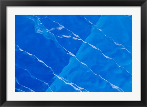 Framed Melt Ridges on Deep Blue Iceberg, Antarctic Peninsula Print