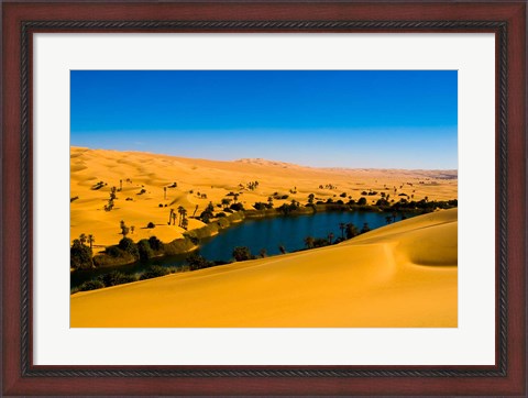 Framed Libya, Fezzan, desert Erg Ubari, Umm el Maa lake Print