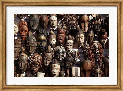 Framed Mask stall at curio store, Greenmarket Square, Cape Town, South Africa Print