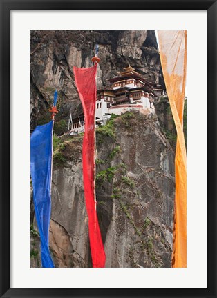 Framed Prayer Flags, Tiger&#39;s Nest, Bhutan Print