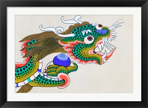 Framed Painting of Dragon, Thimphu, Bhutan Print