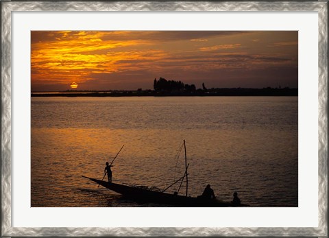 Framed Pirogue On The Bani River, Mopti, Mali, West Africa Print