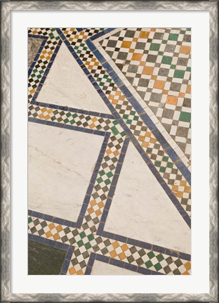 Framed Mosaic Floor, Musee de Marrakech, Marrakech, Morocco Print
