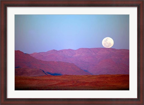 Framed Namibia, Sossusvlei, NamibRand Nature Reserve, Full moon Print