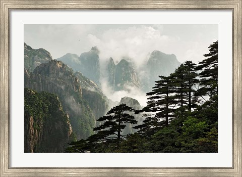 Framed Peaks and Valleys of Grand Canyon in the mist, Mt. Huang Shan, China Print