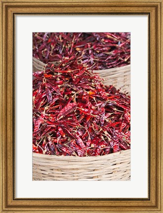 Framed Red peppers at local produce market, Bumthang, Bhutan Print