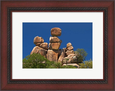 Framed Mother and Child rock formation, Matobo NP, Zimbabwe, Africa Print