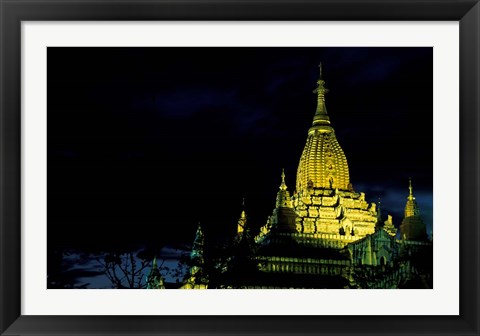 Framed Night View of Ananda Pahto, Myanmar Print