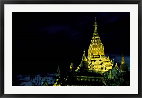 Framed Night View of Ananda Pahto, Myanmar Print