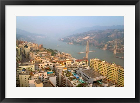 Framed Qutang Gorge From  Daixi Village, Three Gorges, Yangtze River, China Print
