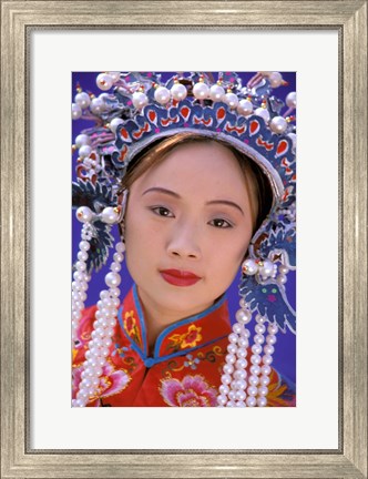 Framed Portrait of Chinese Woman Wearing Ming Dynasty Dress, China Print