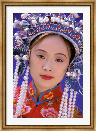 Framed Portrait of Chinese Woman Wearing Ming Dynasty Dress, China Print