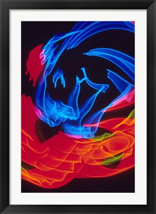 Framed Red and Blue Neon Lighting with Nightzoom Print