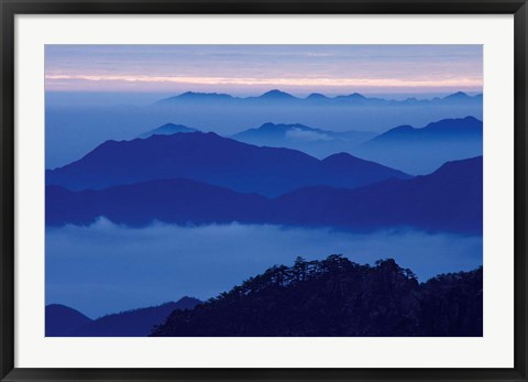 Framed Mt Huangshan (Yellow Mountain) in Mist, China Print