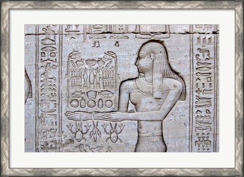 Framed Queen Cleopatra and Stone Carved Hieroglyphics, Egypt Print