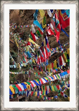 Framed Prayer Flags, Thimphu, Bhutan Print