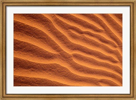 Framed Sand Dunes Furrowed by Winds, Morocco Print