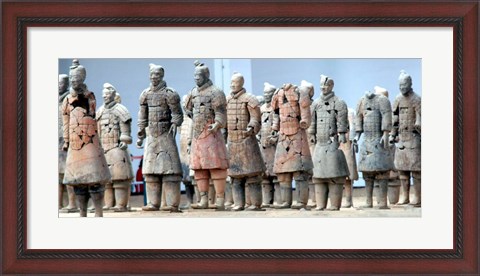 Framed Terra Cotta Warriors and Pits, Xian, Shaanxi, China Print