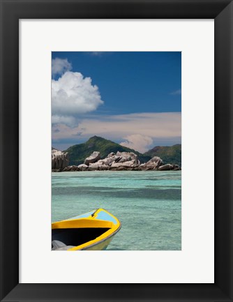 Framed Town of La Passe Harbor, Island of La Digue, Seychelles Print