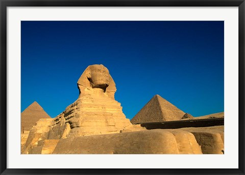 Framed Sphinx, Pyramids at Giza, Egypt Print