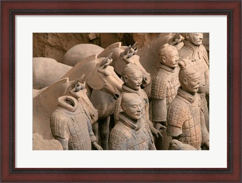 Framed Terra Cotta Warriors and Horses at Emperor Qin Shihuangdi&#39;s Tomb, China Print
